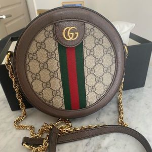 Gucci Monogram Mini Ophidia Round Shoulder Bag